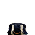 Chloe Canvas Leather Messenger Bag Navy