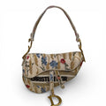 Christian Dior Hibiscus Embroider Saddle Shoulder Bag Cream