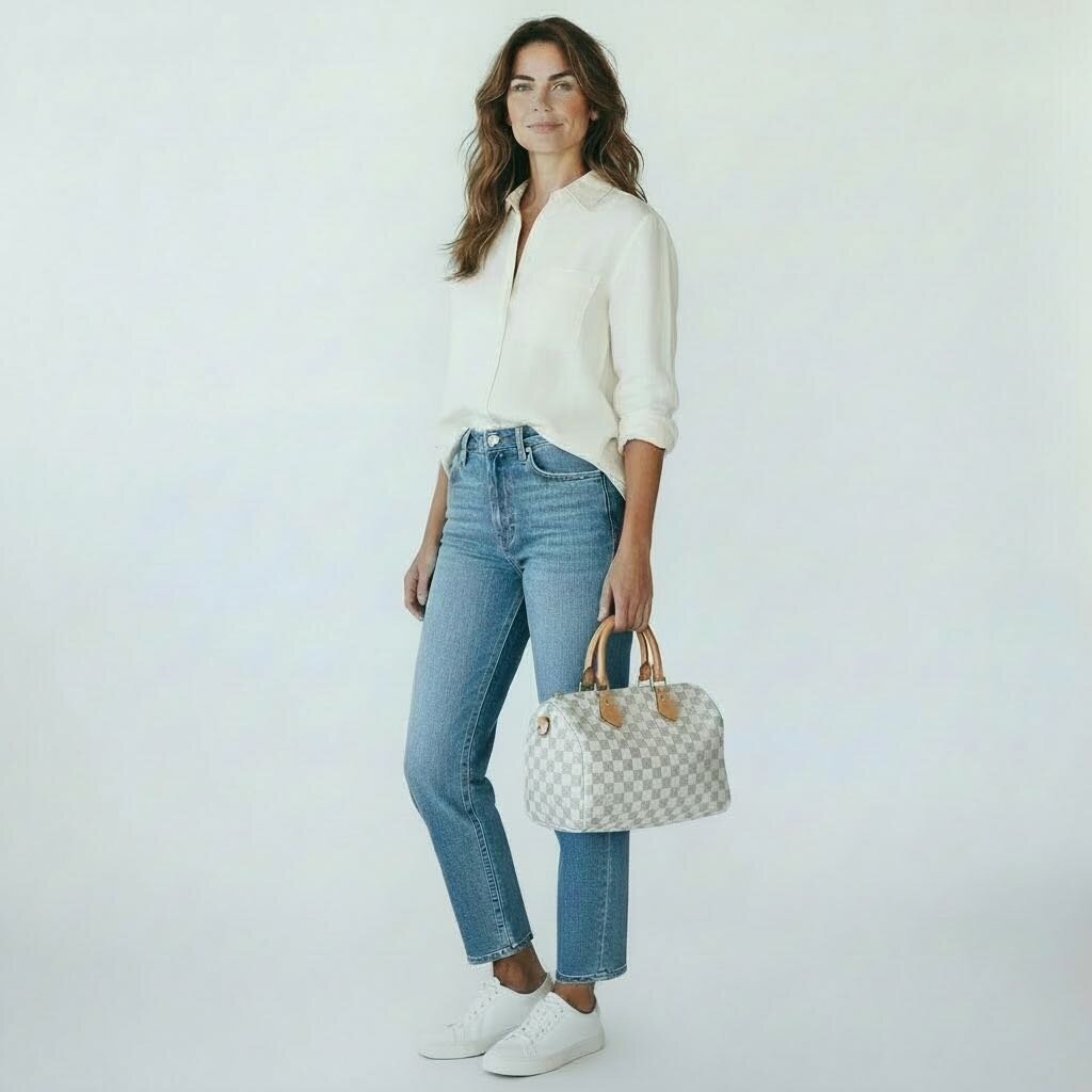 Louis Vuitton Speedy Canvas Handbag Damier Azur 25