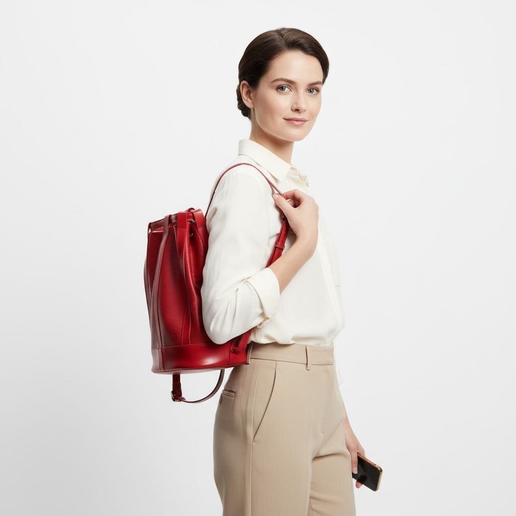 Louis Vuitton Epi randonnee Leather Backpack Red PM