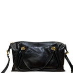 Chloe Natural Shiny Calfskin Paraty 24 Bag Black Medium