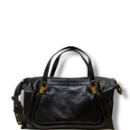 Chloe Natural Shiny Calfskin Paraty 24 Bag Black Medium