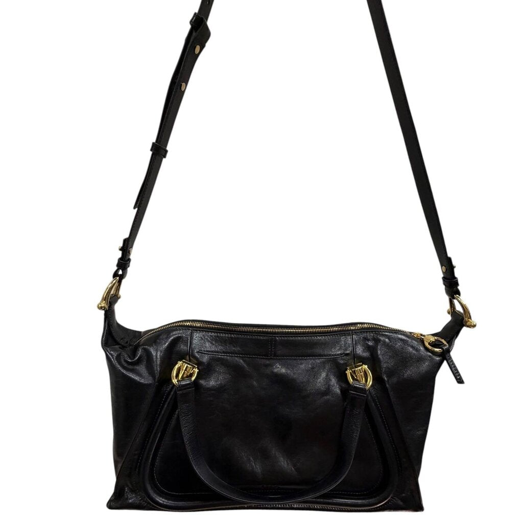Chloe Natural Shiny Calfskin Paraty 24 Bag Black Medium