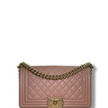 Chanel Quilted Boy Flap Lambskin Bag Beige Medium