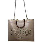 Fendi FF Vitello King Plexiglass Elaphe Python Print Logo Sunshine Shopper Tote Nuvola Daisy Roccia Medium