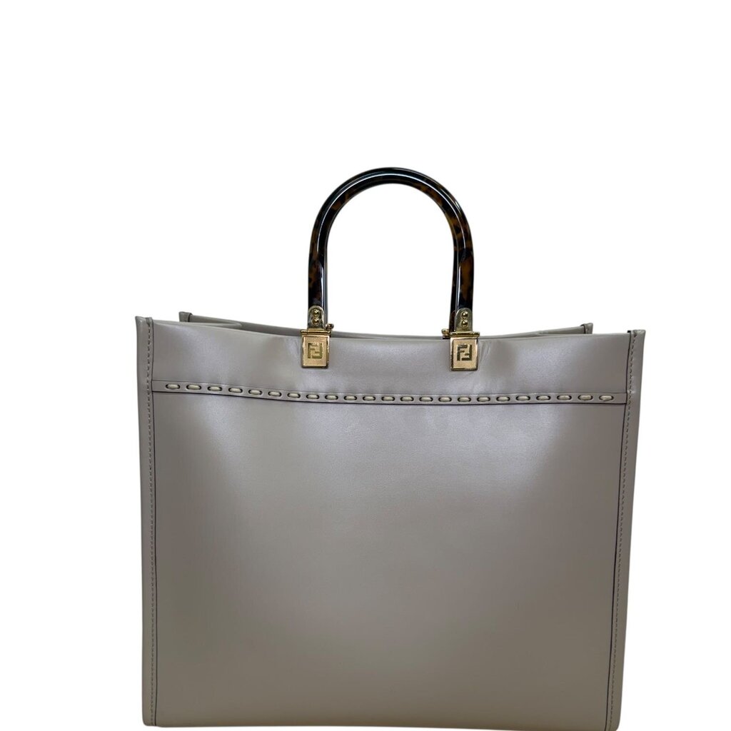 Fendi FF Vitello King Plexiglass Elaphe Python Print Logo Sunshine Shopper Tote Nuvola Daisy Roccia Medium