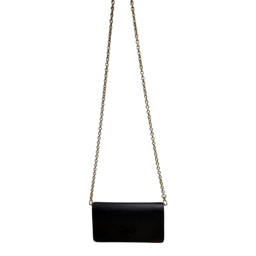 Prada Monochrome Saffiano Leather Wristlet Crossbody Bag Black