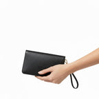 Prada Monochrome Saffiano Leather Wristlet Crossbody Bag Black