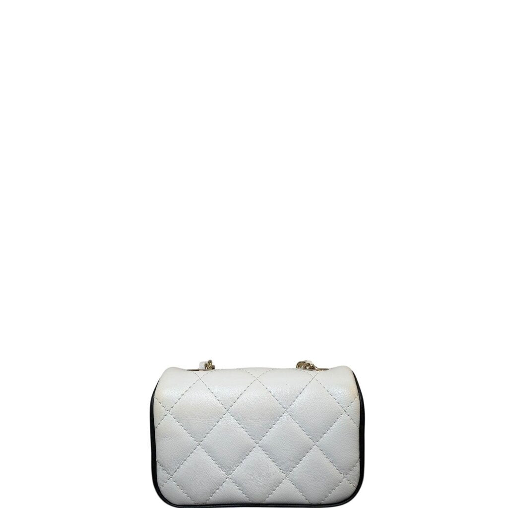 Chanel Lambskin Quilted Resin CC Flap Clutch with Chain White Micro