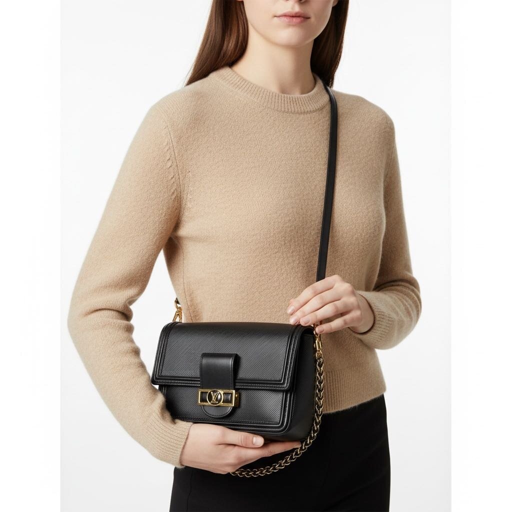 Louis Vuitton Dauphine Epi Shoulder Bag Black MM