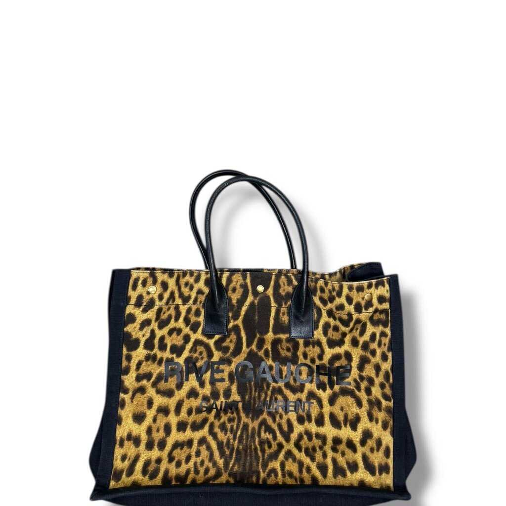 Saint Laurent YSL Rive Gauche Cotton Tote Leopard Large