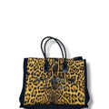 Saint Laurent YSL Rive Gauche Cotton Tote Leopard Large