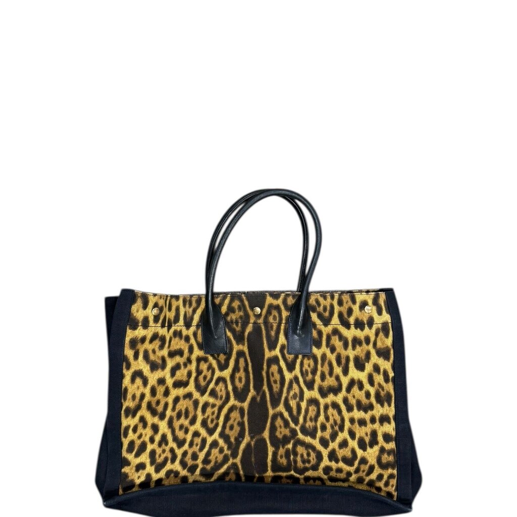 Saint Laurent YSL Rive Gauche Cotton Tote Leopard Large