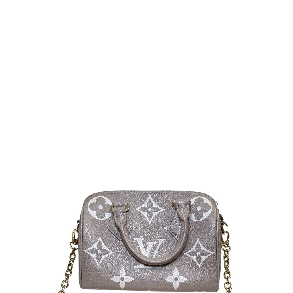 Louis Vuitton Speedy Bandouliere Empreinte Leather Crossbody Bag Bicolor Beige Monogram 20