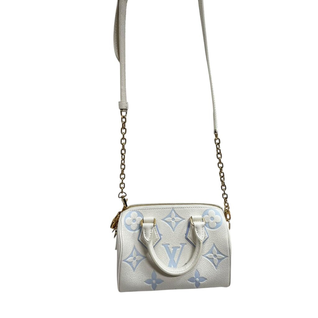 Louis Vuitton Speedy Bandouliere Empreinte Leather Pillow Crossbody Bag Bicolor White Blue 20