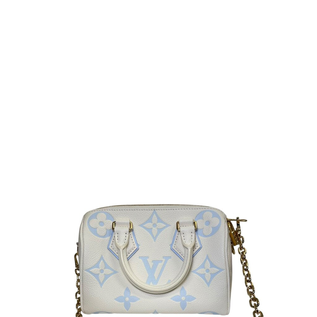Louis Vuitton Speedy Bandouliere Empreinte Leather Pillow Crossbody Bag Bicolor White Blue 20
