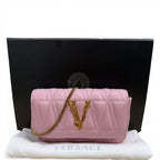Versace Virtus Quilted Crossbody Handbag Pink Mini