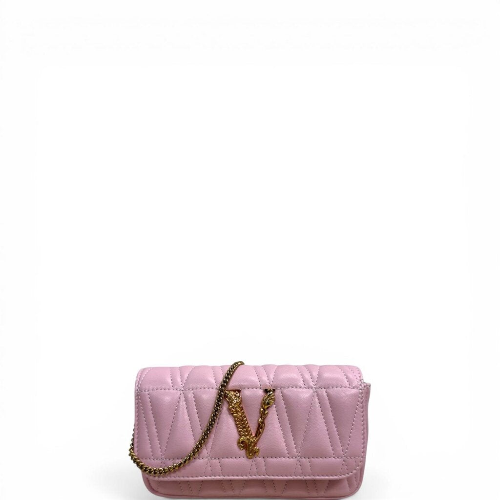 Versace Virtus Quilted Crossbody Handbag Pink Mini