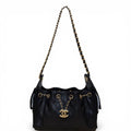 Chanel Quilted Caviar 25 Hobo Bag Black Mini