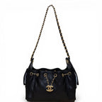 Chanel Quilted Caviar 25 Hobo Bag Black Mini
