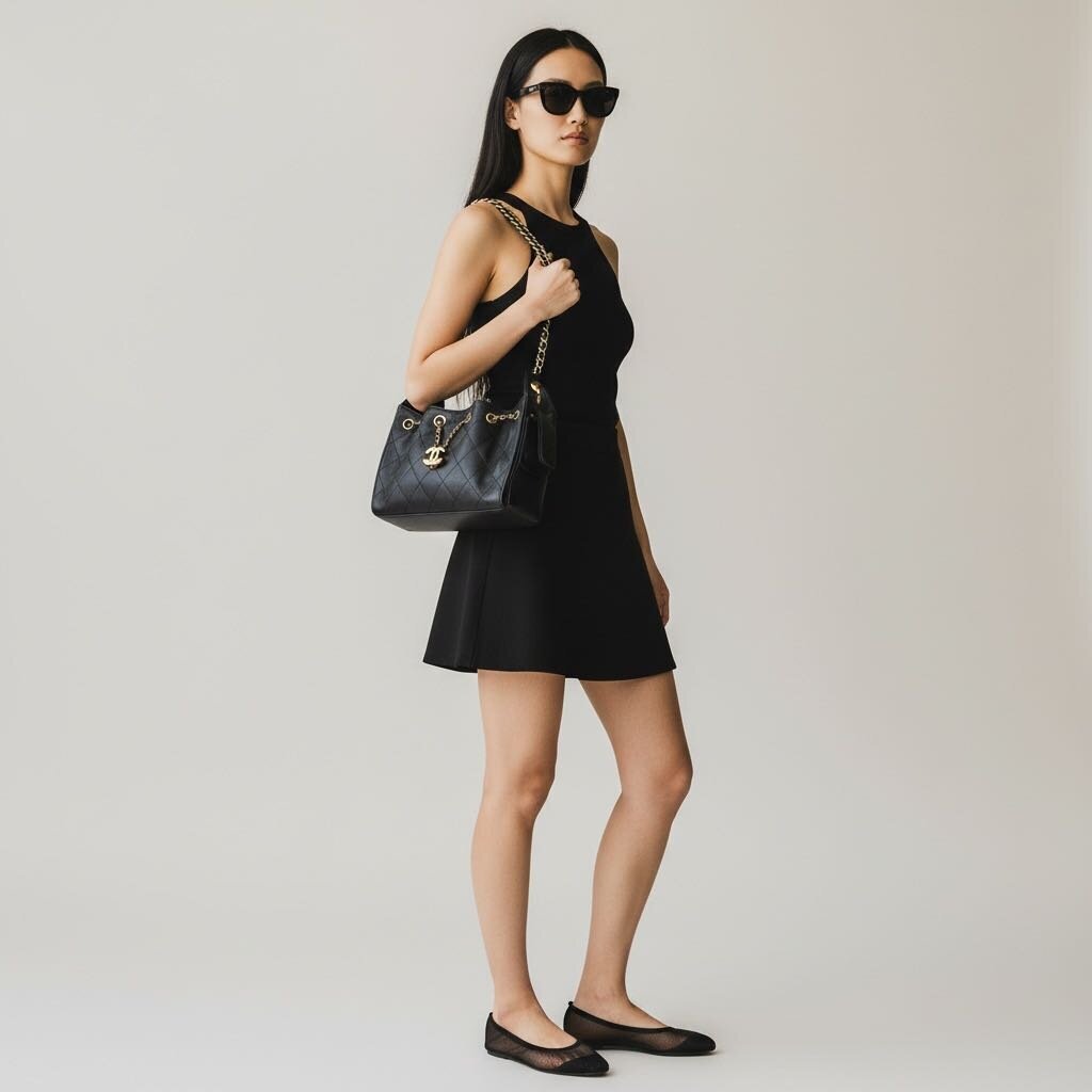 Chanel Quilted Caviar 25 Hobo Bag Black Mini