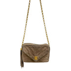 Chanel Timeless Classique Vertical Quilt Suede Crossbody Tan