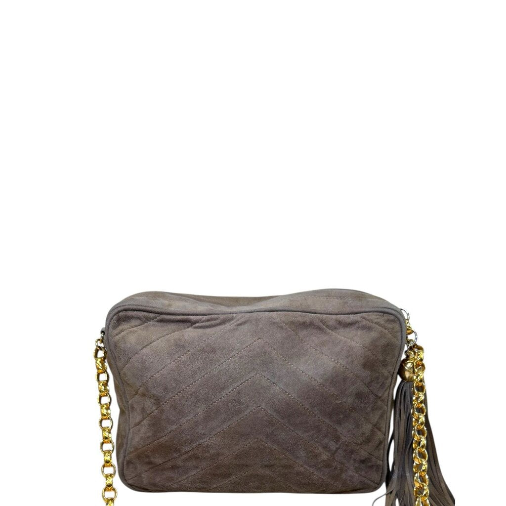 Chanel Timeless Classique Vertical Quilt Suede Crossbody Tan