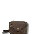 Chanel Timeless Classique Vertical Quilt Suede Crossbody Tan
