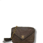 Chanel Timeless Classique Vertical Quilt Suede Crossbody Tan