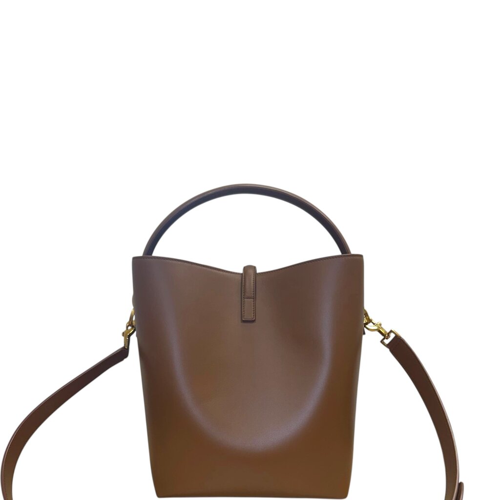 Saint Laurent Le 37 YSL Bucket Bag Shiny Leather Brown Medium