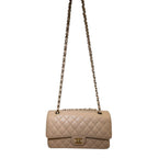 Chanel Caviar Quilted Double Flap Bag Beige Medium