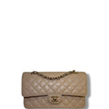 Chanel Caviar Quilted Double Flap Bag Beige Medium