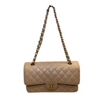Chanel Caviar Quilted Double Flap Bag Beige Medium