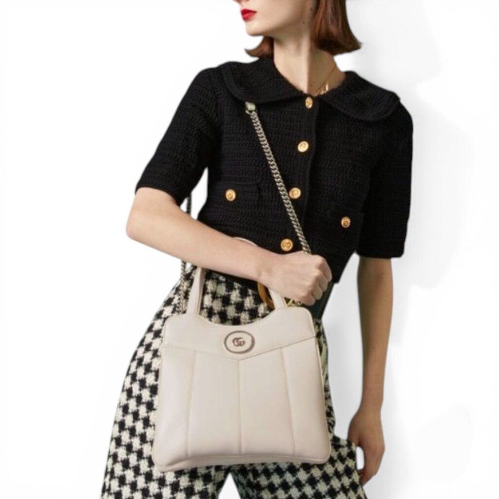 Gucci GG Petit Leather Crossbody Handbag White Small