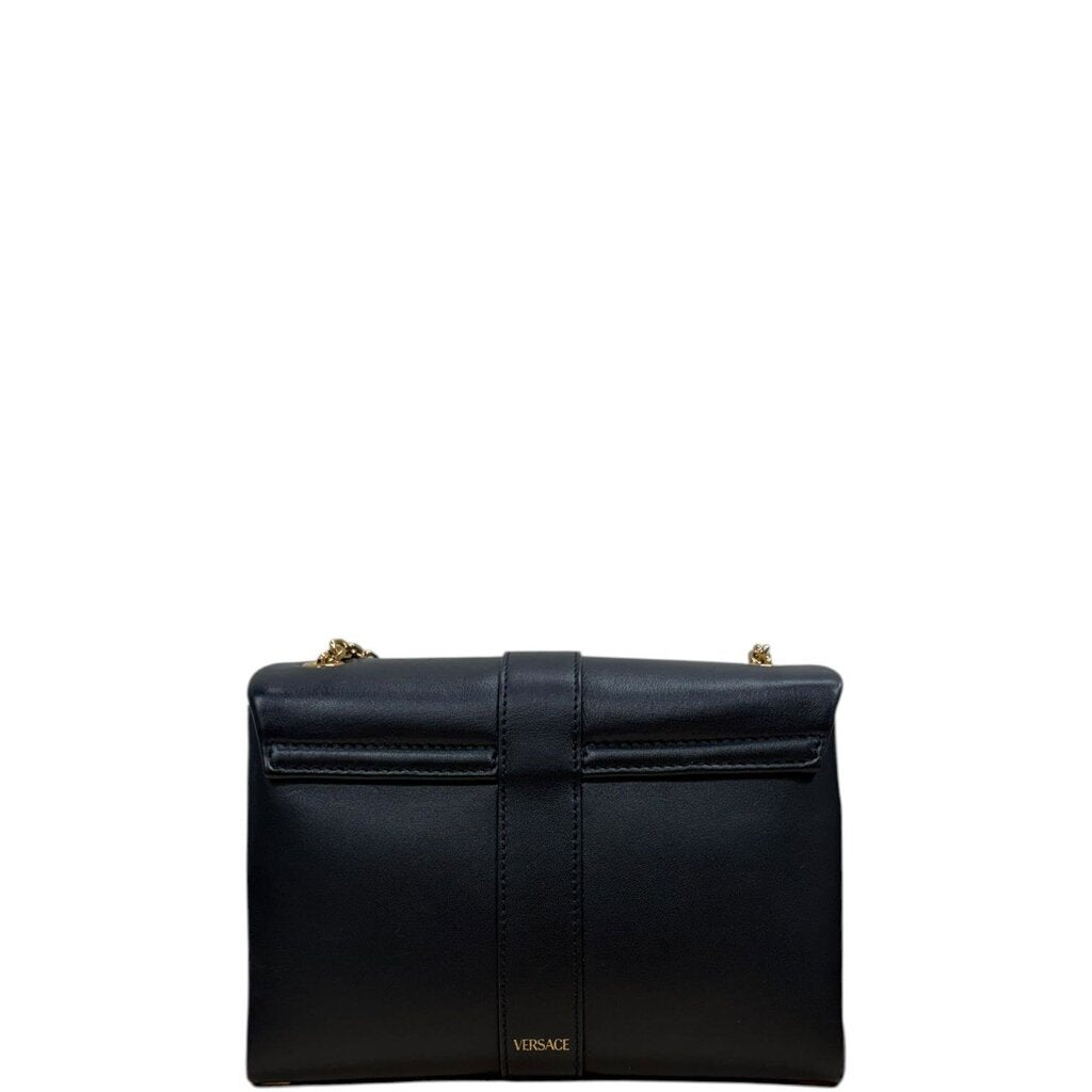 Versace Kleio 95 Nappa Leather Shoulder Handbag Black