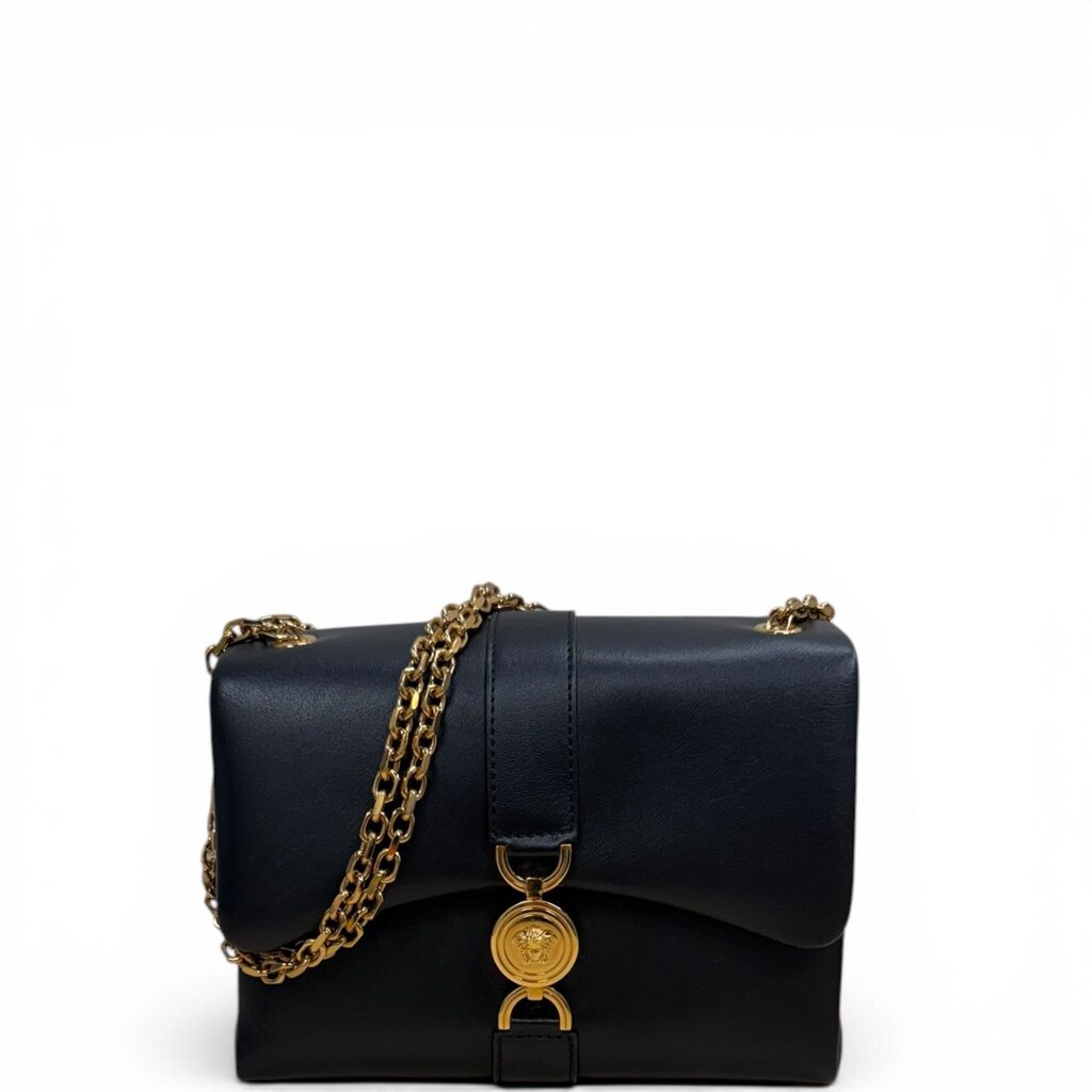 Versace Kleio 95 Nappa Leather Shoulder Handbag Black