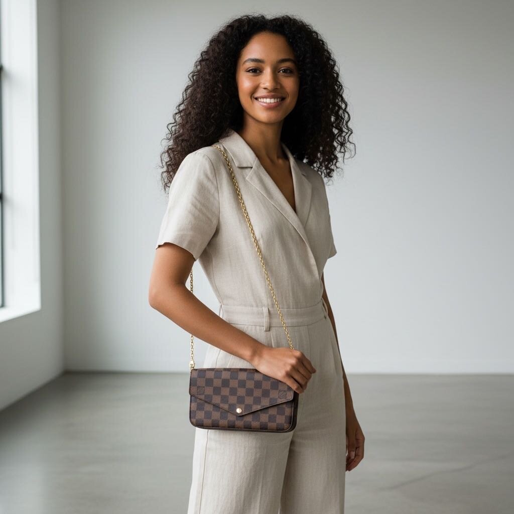Louis Vuitton Felicie Pochette Damier Crossbody Ebene
