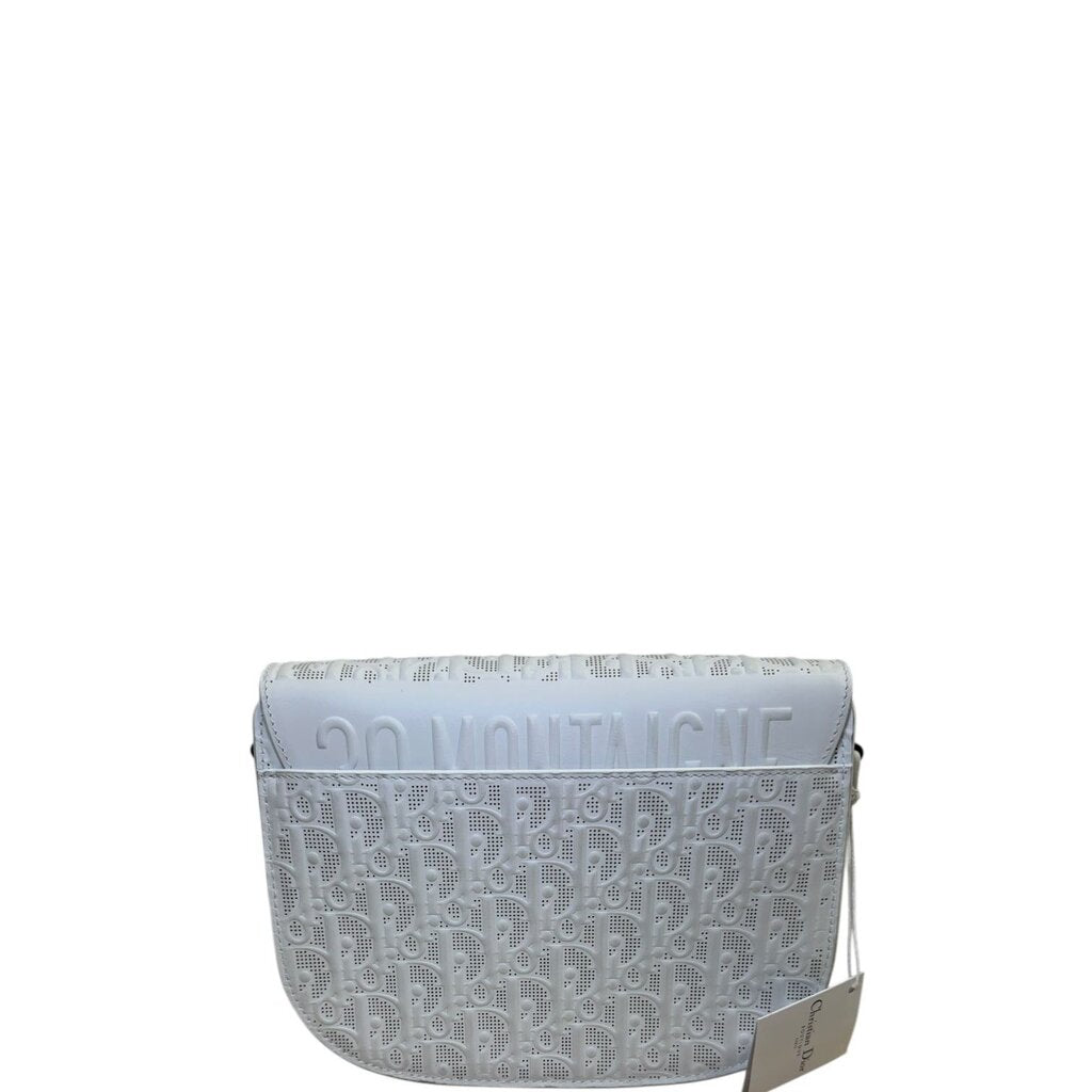 Christian Dior Perforated Oblique Bobby Crossbody Handbag White Medium