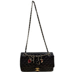 Chanel CC Valentine Charm Quilted Crossbody Flap Shoulder Bag Black Medium