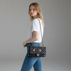 Chanel CC Valentine Charm Quilted Crossbody Flap Shoulder Bag Black Medium