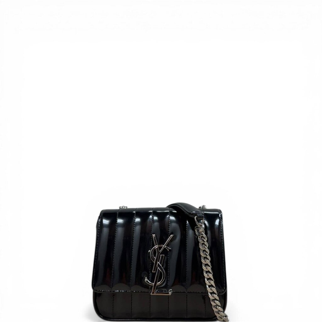 Saint Laurent YSL Vicky Vertical Crossbody Handbag Black Small
