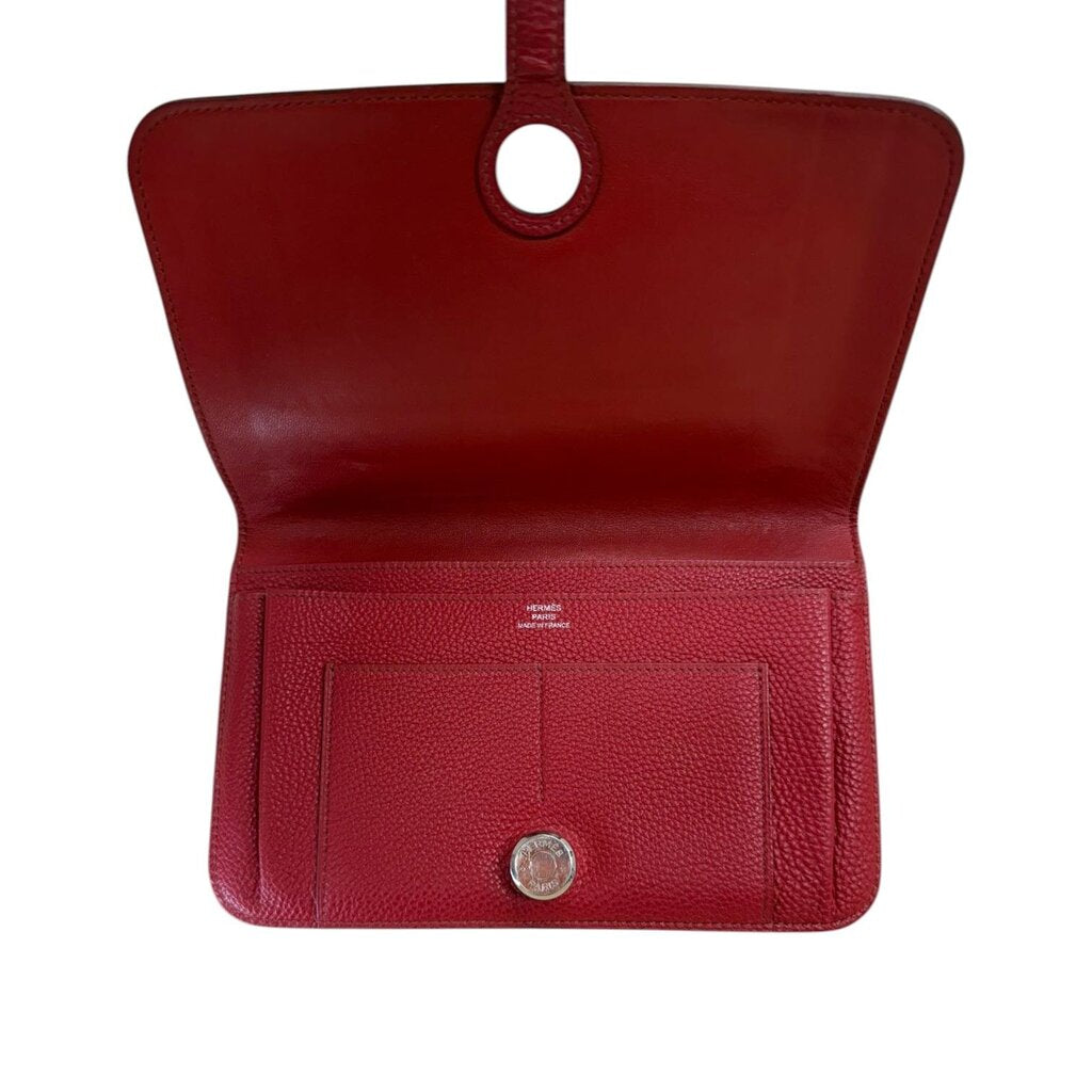 Hermes Dogon Duo Clemence Wallet Red