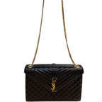 Saint Laurent YSL Envelope Triquilt Shoulder Bag Black Large