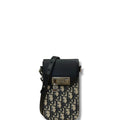 Christian Dior Oblique Calfskin Lock Vertical Pouch Black