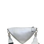 Prada Triangle Leather with Guitar Strap and Pouch White
