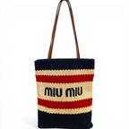 Miu Miu Raffia Effect Woven Tote Multi