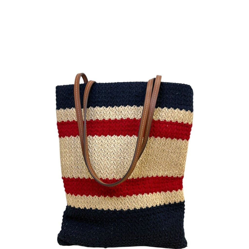 Miu Miu Raffia Effect Woven Tote Multi