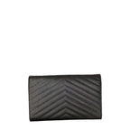 Saint Laurent YSL Cassandre Grain De Poudre Leather Wallet On A Chain Crossbody Black WOC