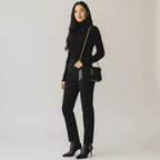 Saint Laurent YSL Cassandre Grain De Poudre Leather Wallet On A Chain Crossbody Black WOC