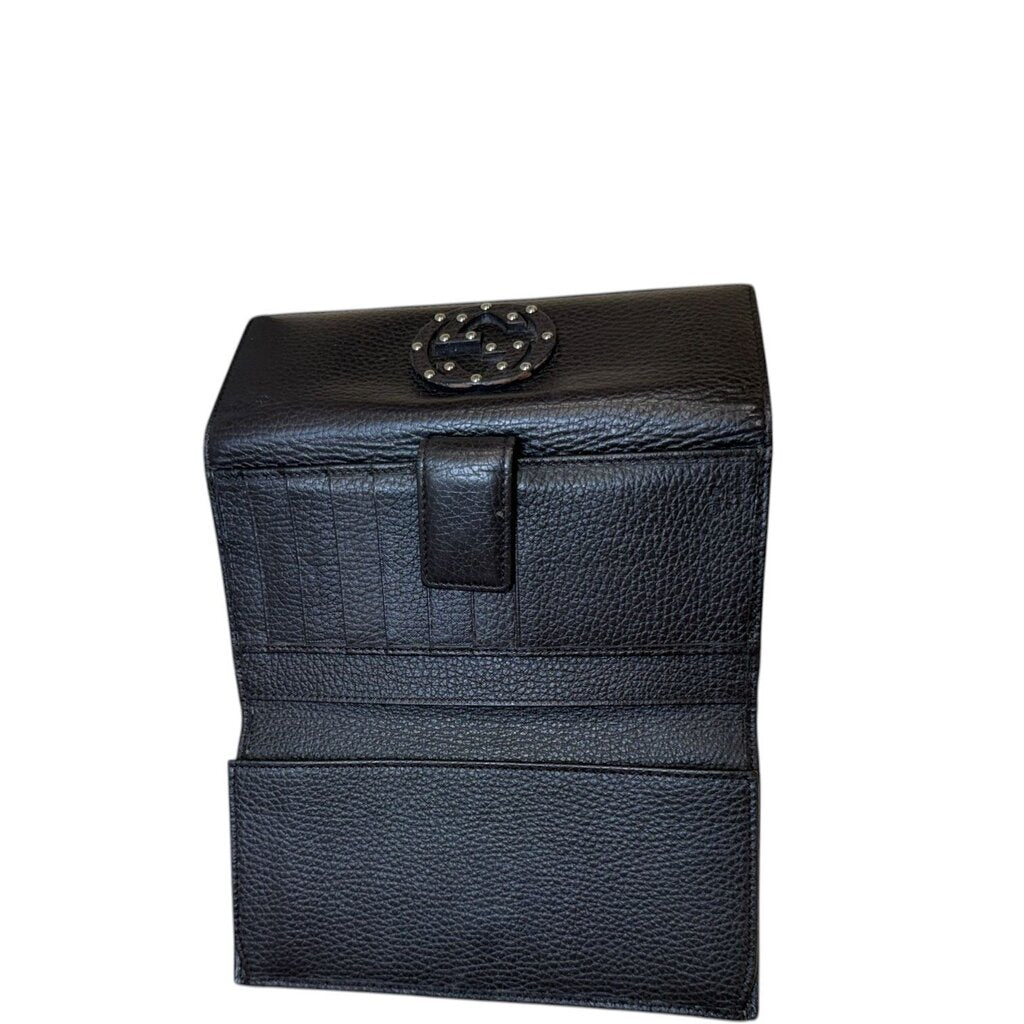 Gucci GG interlocking Studded Soho Leather Wallet Brown